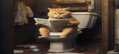 cat on toilet